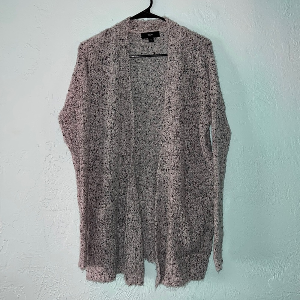 Mossimo, white, green, purple sweater, small